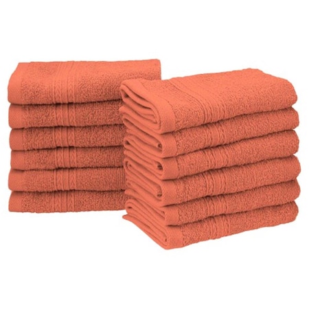 Superior Eco-Friendly 100 Percent Ringspun Cotton Face Towel Set - Coral, 12PK EF-FACE CO